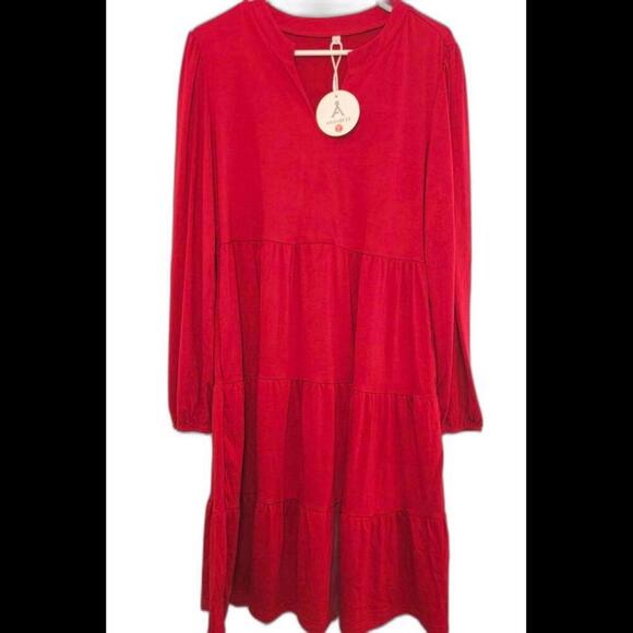 ANRABESS Women's Red Tiered Dress - Size L NWT - Picture 2 of 6